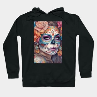 Sugar Skull Art - Beautiful Woman in Skull Makeup Hoodie